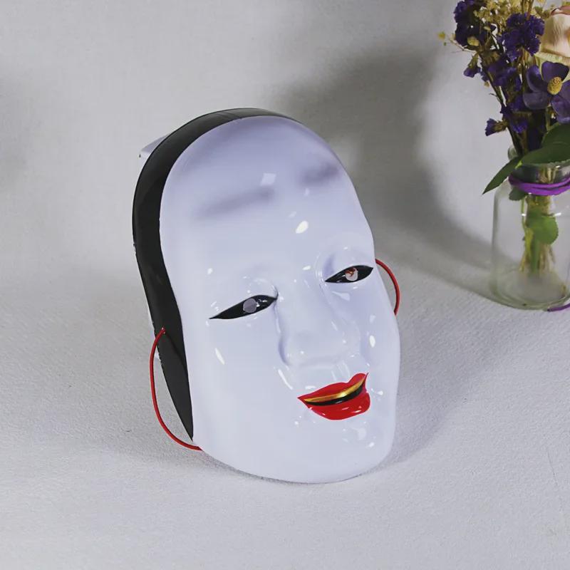 Белая японская маска Но ручной работы - модель Хання Sun Jiro Oni для представлений и анимации