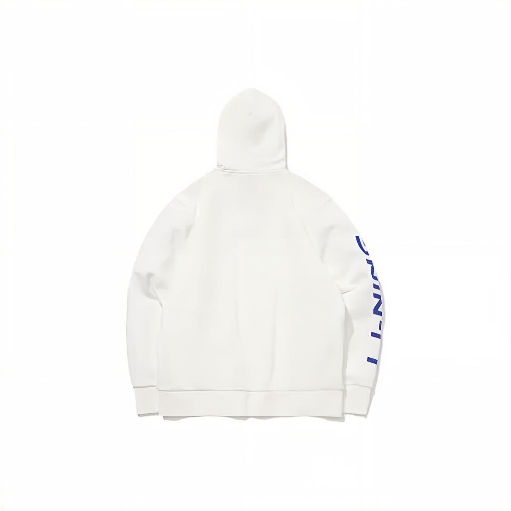 Толстовка мужская с капюшоном и застежкой-молнией из флиса с принтом логотипа Li Ning, цвет белый YWDT307-1