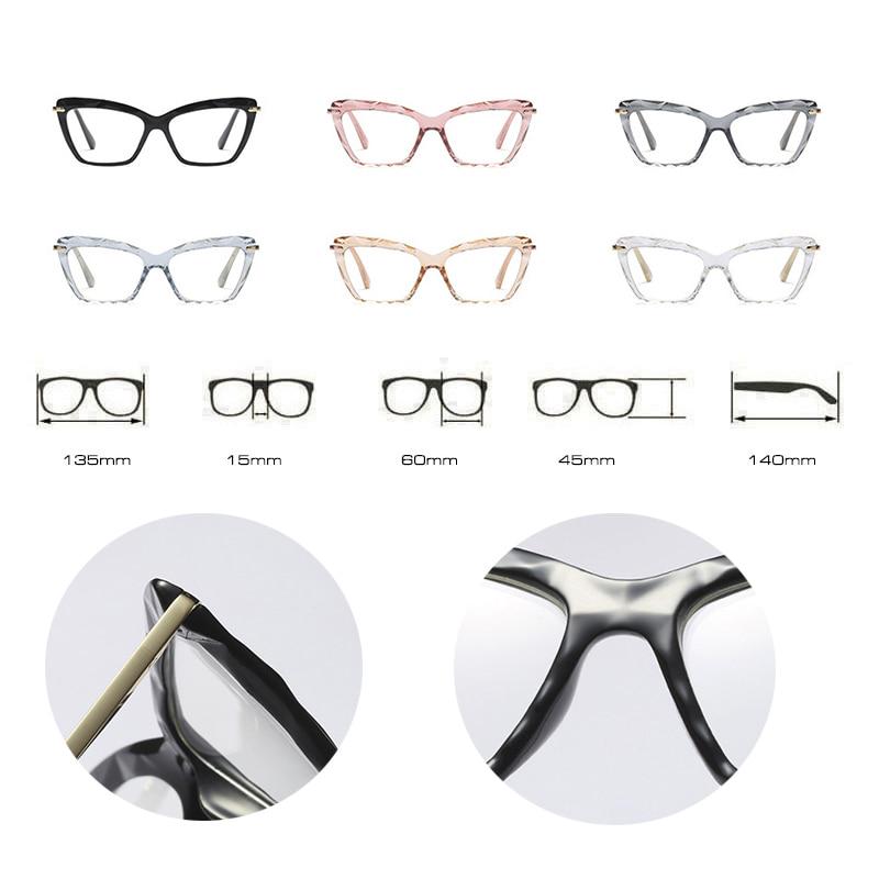 SHAUNA Spring Hinge Unique Faceted Eyeglasses Frame Women Transparent Cat Eye Glasses UV400