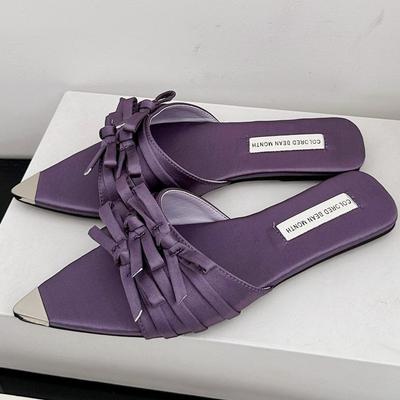 Элегантные туфли-лодочки Женские Роскошные Сандалии Мода Острый носок Плоский каблук Дизайнерская обувь Летние Простые Удобные Обувь для отпуска Пляжная обувь