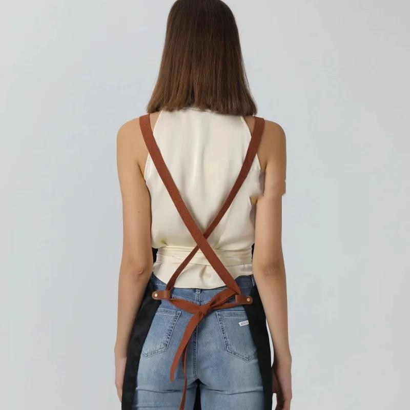 Новые модные кухонные фартуки для женщин и мужчин, рабочий фартук для шеф-повара для гриля, ресторана, бара, кафе, красоты, маникюра, студии, униформа