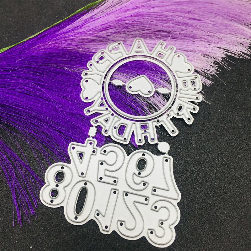 Номер и письмо на день рождения, художественный узор, металлические стальные трафареты, трафареты для скрапбукинга, ремесленные штампы, 3D DIY, изготовление фестивальных карт