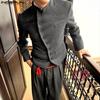 Men Stand Neck Long Sleeve Oblique Placket Jackets Coats