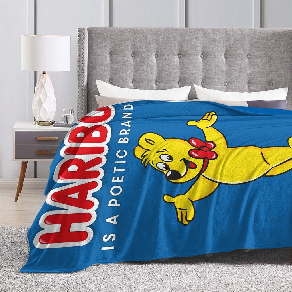 Haribo Bear Candy Flannel Blanket Winter  Soft Durable Throw Blanket for Students Couch Bed Novelty Bedspread Sofa Bed Cover