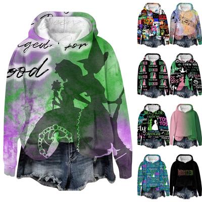 Женская мода Bad Witch Print Hooded Pullover Sweatshirt