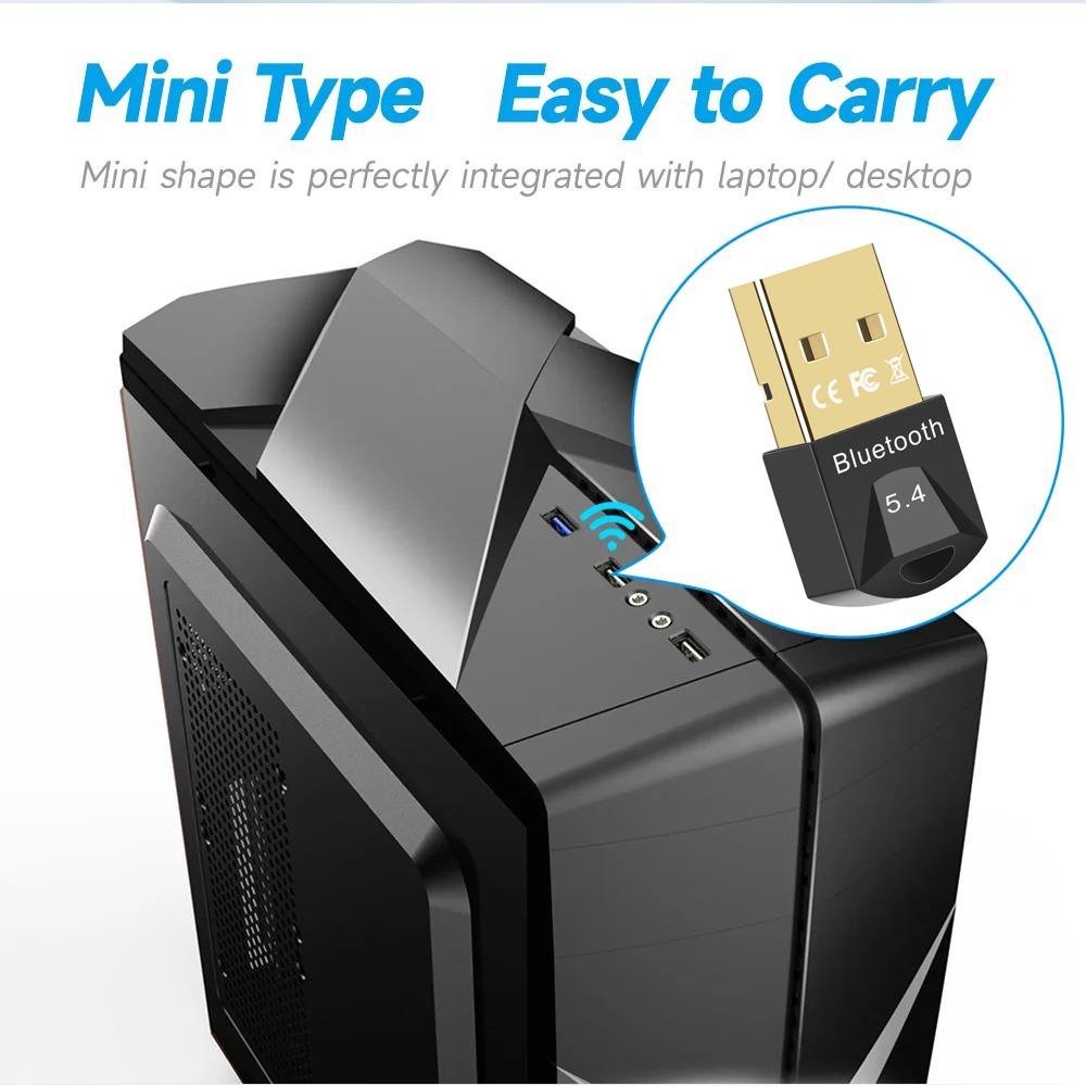 USB Bluetooth 5.4 адаптер Dongle беспроводной приемник передатчик для компьютера ПК динамик мышь клавиатура