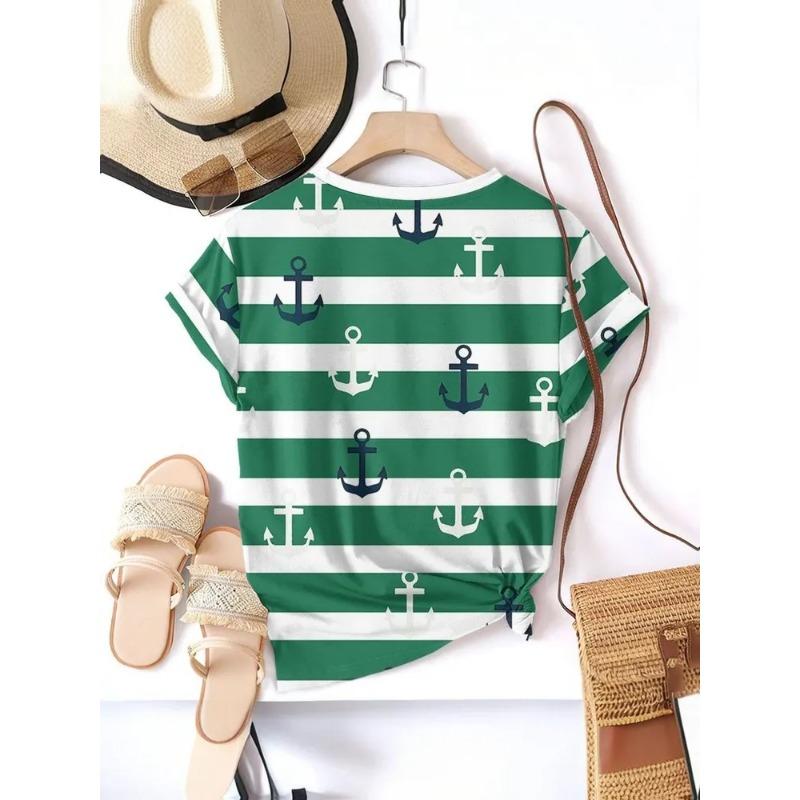 Полосатая графическая 3D футболка женская летняя с V-образным вырезом и коротким рукавом, праздничная повседневная футболка, женская уличная одежда, футболка оверсайз