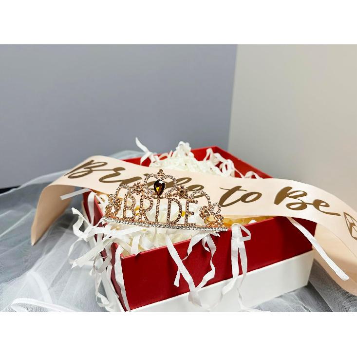 JETKONG 3 Pcs Bachelorette Party Decorations BRIDE Crown, Bride to Be Sash&Veil for Women Bachelorette Party Gifts, Bridal Shower Supplies, Gifts,