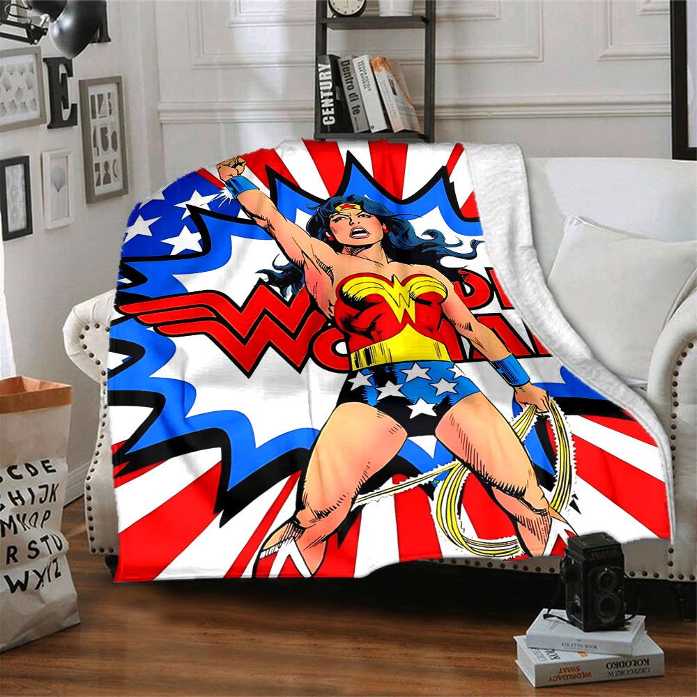 1 шт. Чудо-женщина, Фланелевое одеяло-плед Супергерой Мягкое, Теплое и Уютное для Дивана, Кровати, Офиса и Путешествий Универсальный Подарок на Любой Сезон, Рождественский подарок