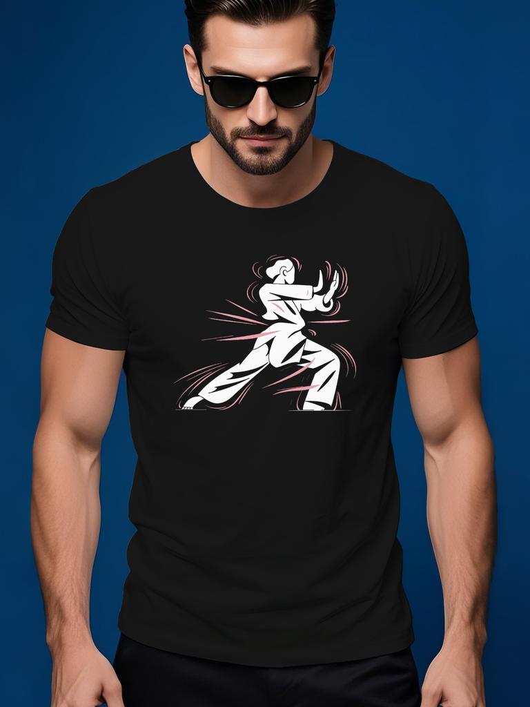 Kung Fu Graphic Tshirt Graphic Tshirt - White Casual Summ...