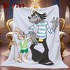 Rabbit and Wolf 2D Flat Pattern Flannel Blanket High quality All Seasons Warmth and Comfort Perfect for Christmas Gifts.DMT0925347