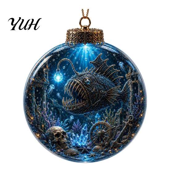 Unique Sea Life Christmas Presents Ocean Ball Ornament, Clear Acrylic Light-Up Creative Tree Accents Hanging Decoration for Xmas Tree, Holiday
