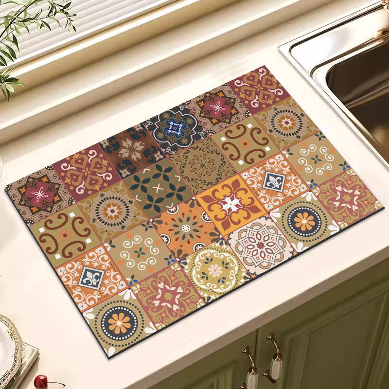 Ретро-подложка для слива воды, кухонная подложка для кофе, винтажный кухонный быстросохнущий коврик, нескользящий впитывающий коврик для столешницы