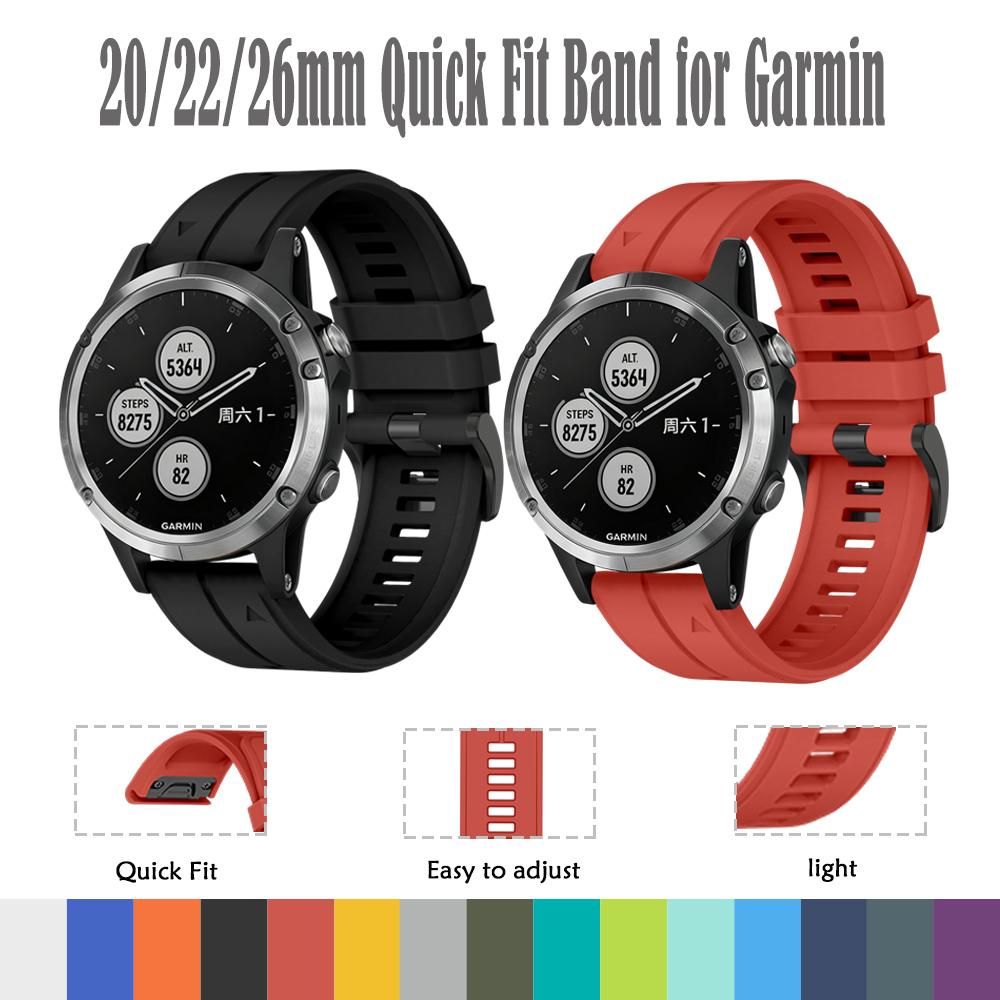 Быстросъемный ремешок 20/22/26 мм для Garmin Fenix 5/Fenix 8 Pro 47/51 мм, легкий силиконовый спортивный ремешок для часов 20/22/26 мм Quick Fit