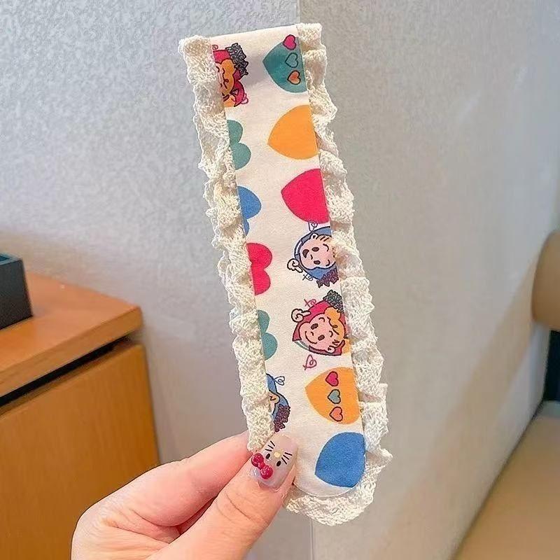 Sweet Floral Knit Headband with Magic Sticker and Bangs for Cute Summer Girls
