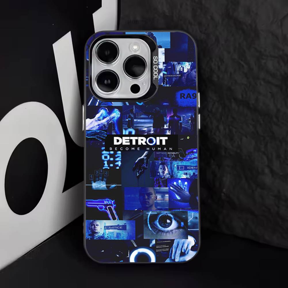 D-Detroit Become Human Чехол для телефона iPhone 17,16,15,14,13,12,11,Pro,XS,Max,Plus,Mini,SE4,E Черный Матовый Ударопрочный Чехол