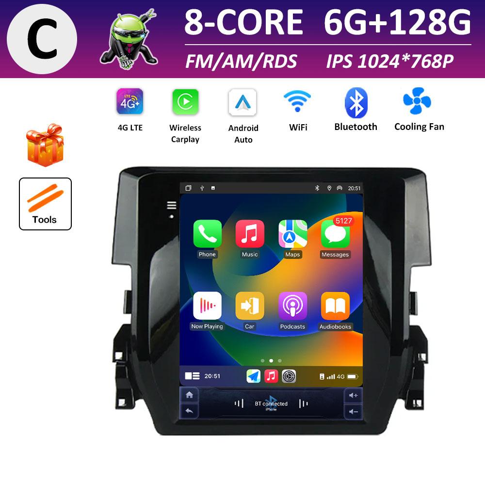 Android Интеллектуальная Система Bluetooth для Honda Civic 10 FC FK 2015 2016 2017 - 2020 IPS Сенсорный Экран DSP Стерео Аксессуары WIFI