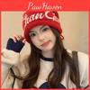 Pattern Printing Letter Beanie Knitted Cap For Women Windproof Breathable Warm