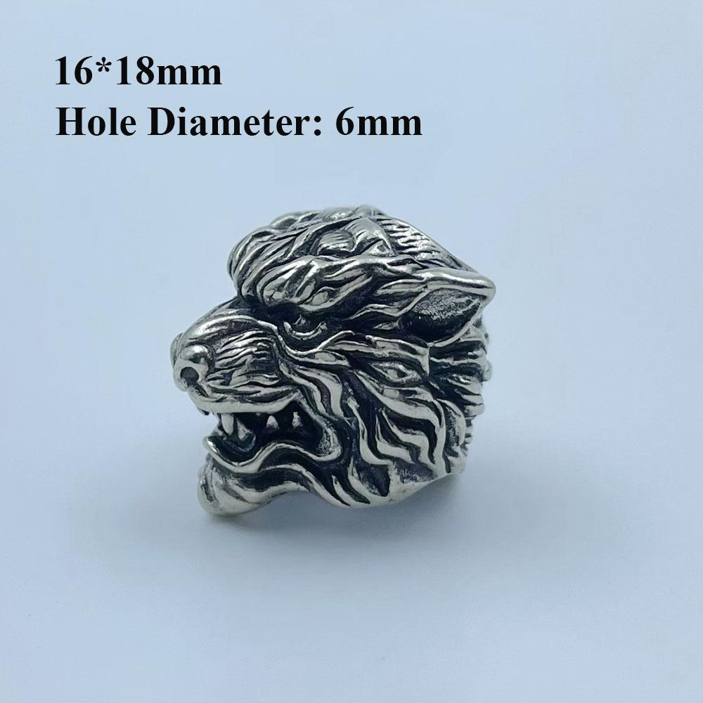 Retro Tiger Double-layer Skull Brass Bead Charms Bracelet Lanyard Pendant EDC Outdoor Tool