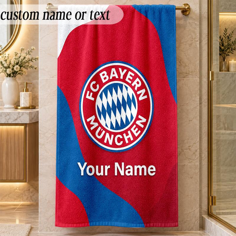 Beach TowelBayern Munich Custom Name Text Personalized Soft Towel for Beach Pool Indoor Home Decor Gift