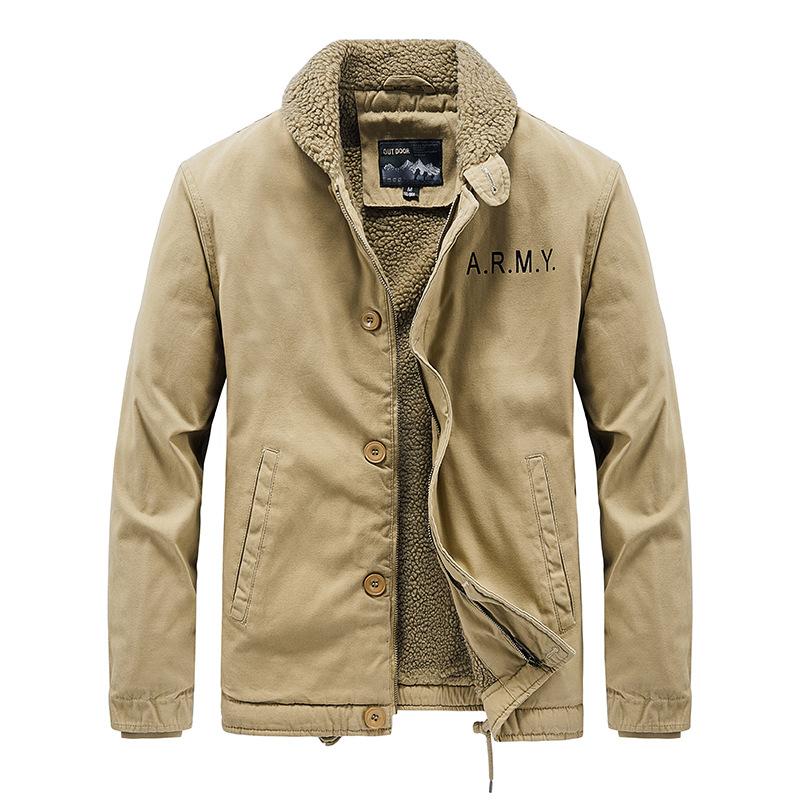 Winter New Men's Lamb Wool Jacket Tooling Cotton-padded Jacket Middle-aged and Young People Large Size Hooded Fleece Thickened Cotton-padded Jacket
