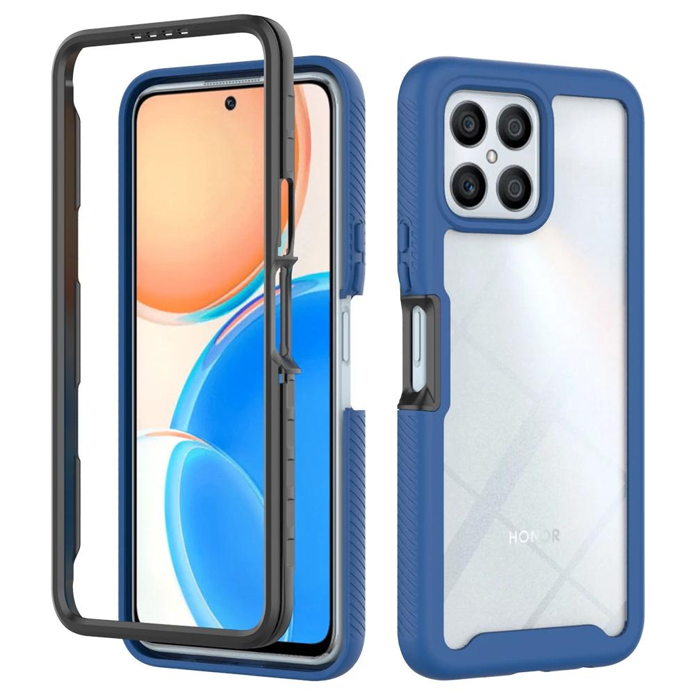 Прочный бронированный ударопрочный чехол для телефона для Honor X8 X8a X6 4G 70 Lite Мягкий ТПУ каркас Жесткая прозрачная акриловая задняя крышка
