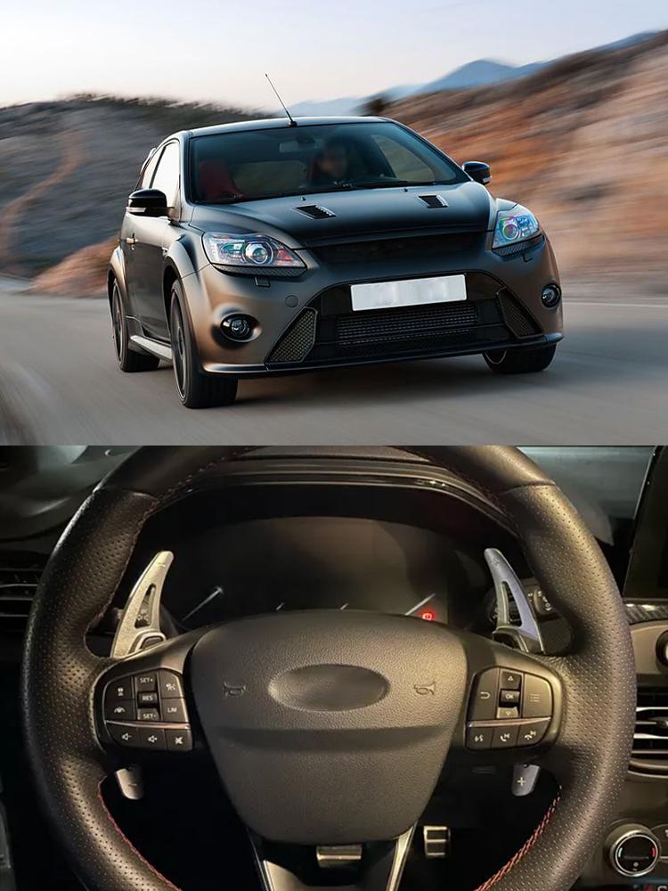 2 шт. алюминиевый руль подрулевой переключатель удлинитель рычага переключения передач автомобиля наклейка на коробку передач для Ford Focus 2015-2018 Kuga Escape 2017-2019