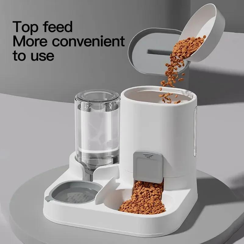 Tntegrated Automatic Cat Feeder Set Water Dispenser Gravity Food Storage Container for Cats and Dogs Feeder and Waterer 2 Styles