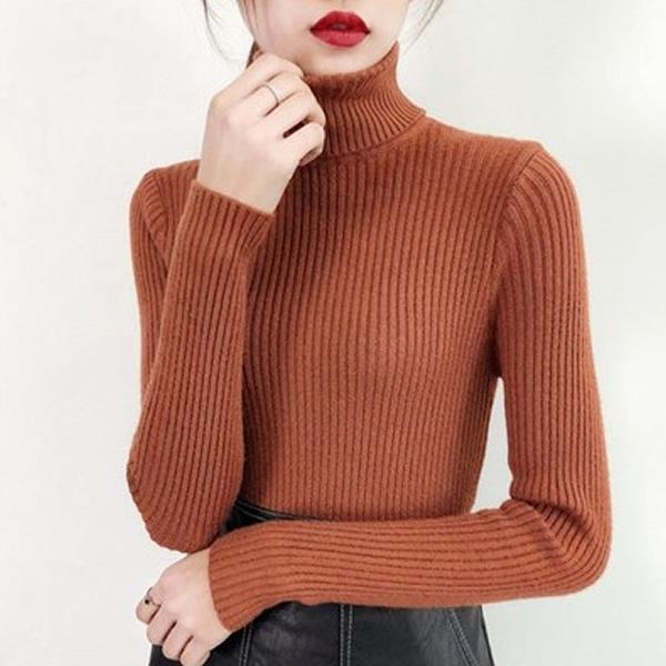 Style13 Цвет осень-зима женский вязаный свитер с воротником повседневный мягкий джемпер с воротником поло модные тонкие женские эластичные пуловеры