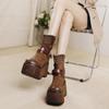 Fashion GKTINOO Retro Shoes Women Boots Genuine Leather Rivet Zip 2024 New Autumn Winter Handmade Round Toe Concise Platform Boots