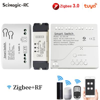 4-канальный модуль коммутатора Zigbee Smart Life Gate 12 В 24 В 32 В 220 В 1/2/4-канальное реле RF433 для шлюза 2MQTT SmartThings Tuya APP