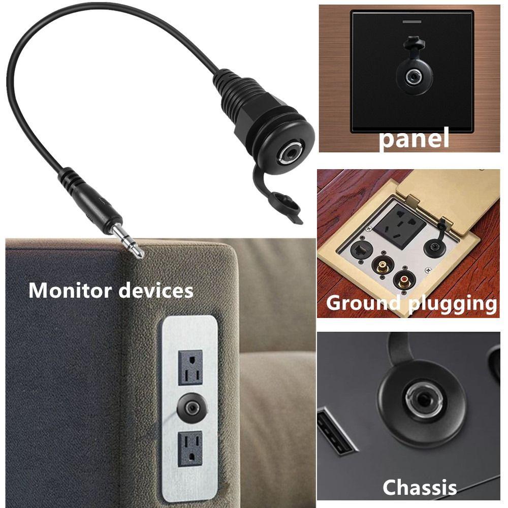 Dustproof Stereo Adapter Cable 3.5mm TRS Plug Panel Mount Adapter Cable Audio Panel Installation