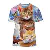 Cute Cat 3D Printed T Shirt For Men Classic Animal Art Painting Short-sleeved Tees Round Neck T-shirt Casual Tops Summer Clothes
