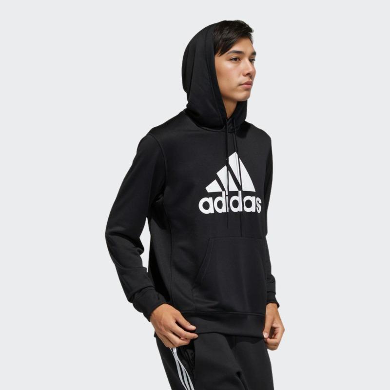 adidas Мужская толстовка с капюшоном с большим логотипом и принтом, черная GN0827