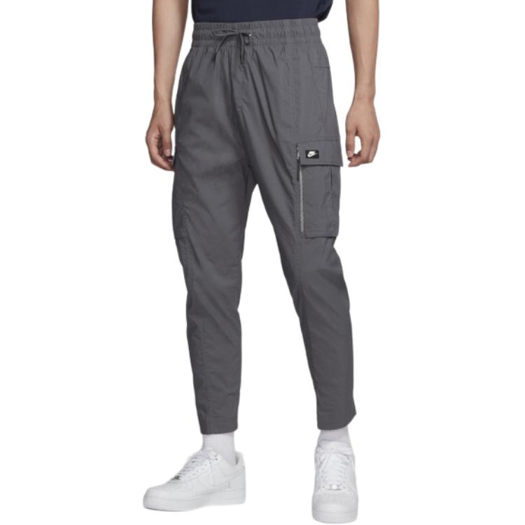 Nike Однотонные брюки-карго с кружевными карманами, мужские брюки, угольно-серые, BV3128-021