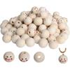 120 Pieces of 20mm Round Wooden Beads with Surface, Worm Shaped Wooden Beads with Surface for School, Family Christmas Gift