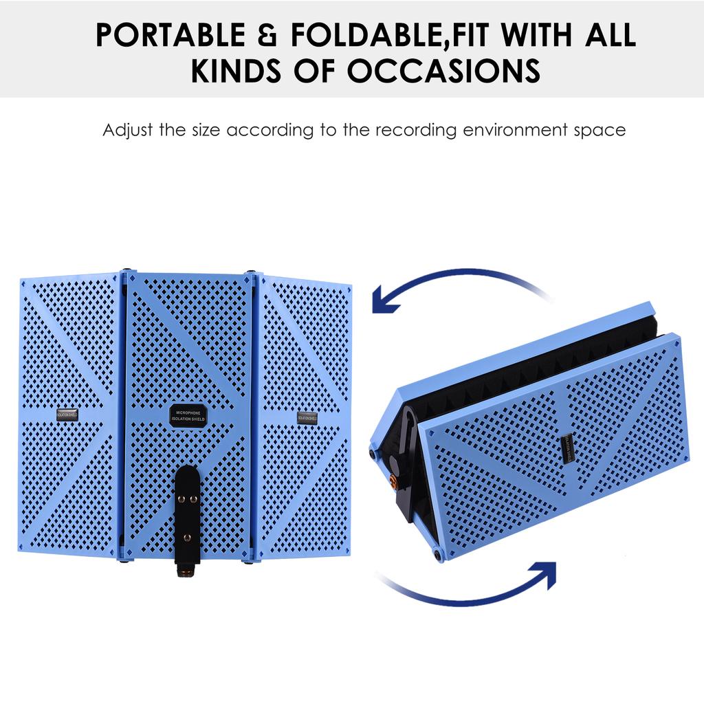 3-дверный профессиональный студийный микрофон для записи, изолирующий экран, складной поп-фильтр, микрофон, ветер