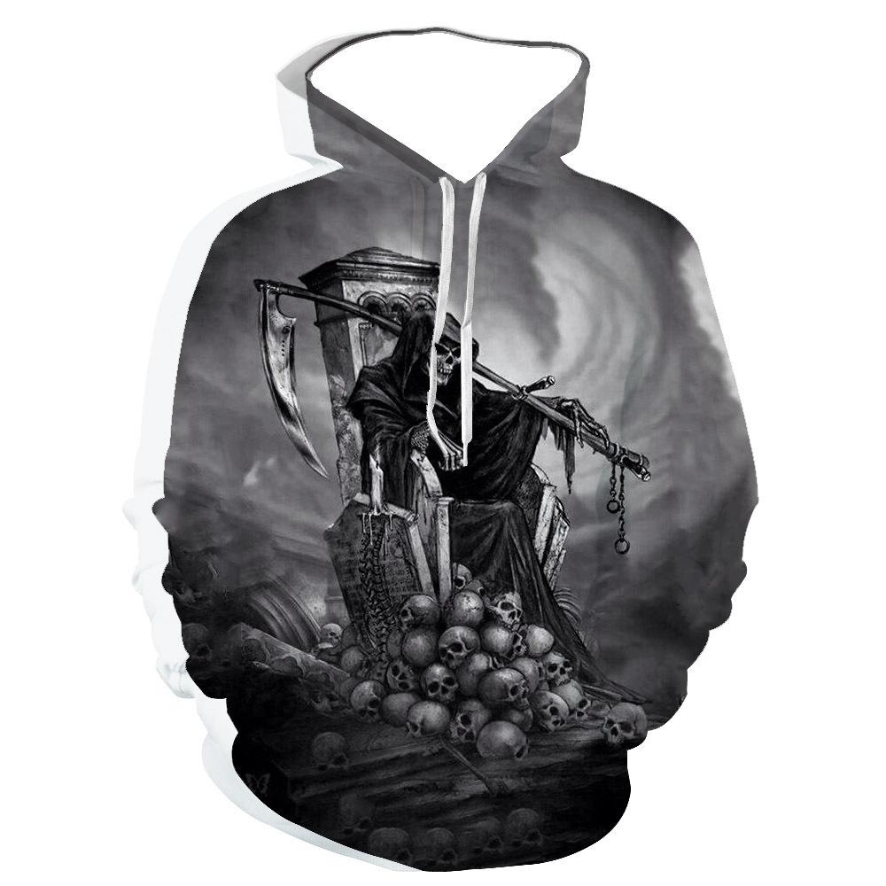 2023 Halloween 3D Digital Print Skull Pattern Hoodie Hoodie