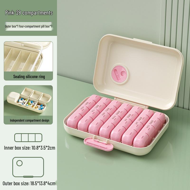Портативный органайзер для таблеток на 7 дней с 3 ежедневными отделениями - Большая вместимость, дорожная предварительно заполненная коробка для хранения таблеток