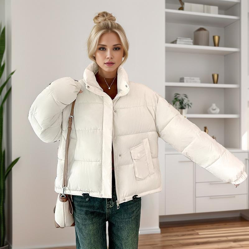 GMXIA Женские винтажные повседневные однотонные принтованные куртки и пальто с длинным рукавом и стойкой на осень-зиму