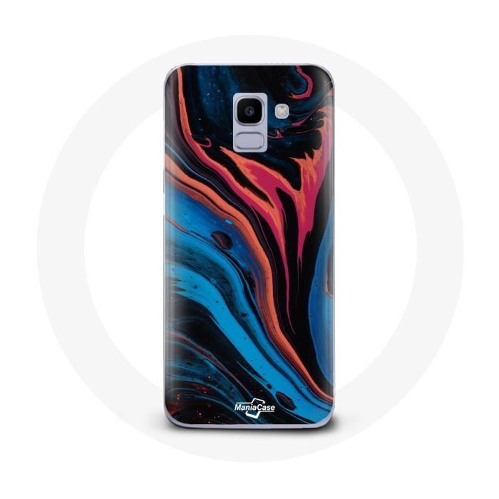 Чехол для Samsung Galaxy A8 2018 Абстрактная текстура синий черный красный
