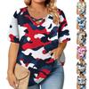Женская модная повседневная однотонная полосатая футболка с V-образным вырезом и коротким рукавом большого размера