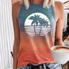 Женские майки без рукавов с градиентным принтом кокосовых пальм, жилет с надписью, майки, футболка, повседневные топы с круглым вырезом, футболки для гавайского отпуска