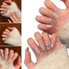 24pcs Stick On False Nails Press On Nails In Glitter And Pearl Embellishments Nail Art Decoration For Fashionable Women