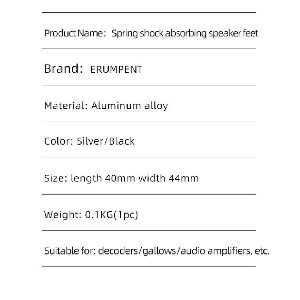 4PCS ERUMPENT HiFi Spring Loaded Shock Absorbing Audio Feet Aluminum Alloy for Amplifier Decoder Reduce Noise HiFi Stand Feet