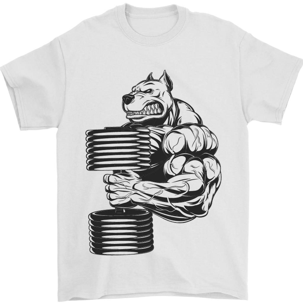 Бульдог Спортивные Футболки для Тренировок Графические Мужские Футболки для Тяжелой Атлетики Классические Хлопковые Футболки с Коротким Рукавом Дышащие Повседневные Топы
