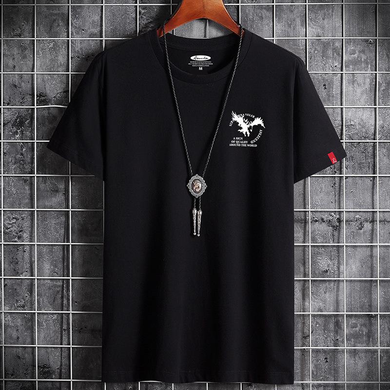 Мужская подростковая летняя свободная футболка с коротким рукавом и круглым вырезом, с принтом, дышащая хлопковая футболка-пуловер