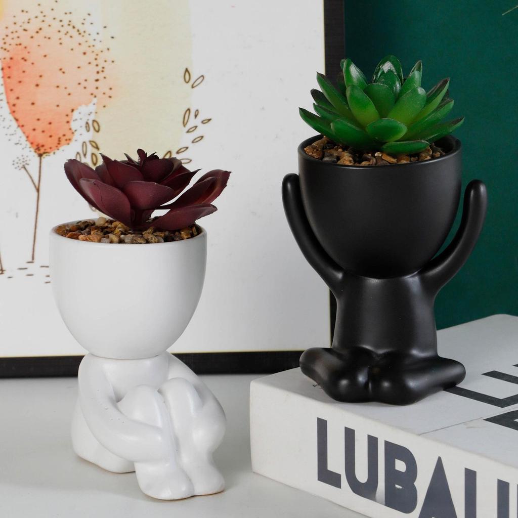 Креативная керамическая статуэтка и набор ваз для искусственного растения для домашнего декора