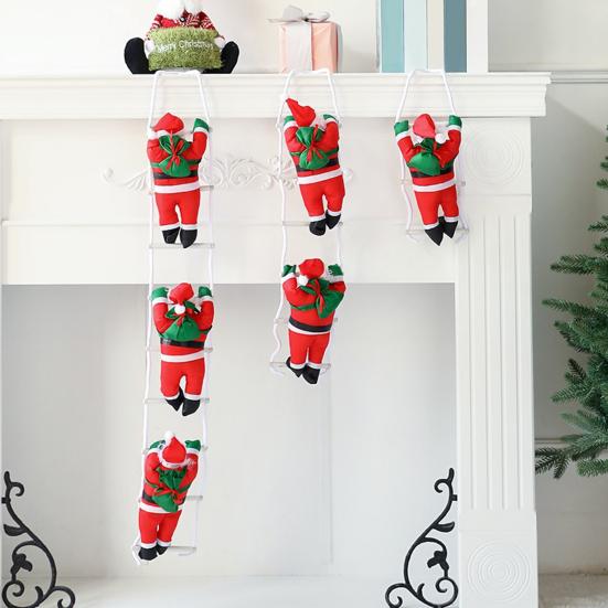 Santa Ladder Pendant Christmas Decoration Festive Santa Ornament with Curly Beard Festive Hanging Ornament