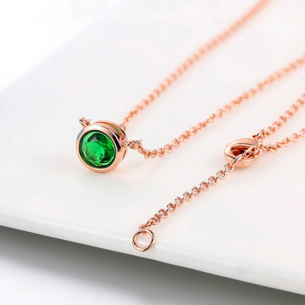 Simply Small Round 1 Carat Cubic Zirconia Pendant Necklace For Women Girls Rose Gold Colorful Crystal Chain On Neck Jewelry N388